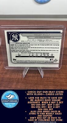 Cheap Sneaks Footwear/Sports Cards Baseball Card Gerrit Cole 2024 Bowman Chrome #18 New York Yankees