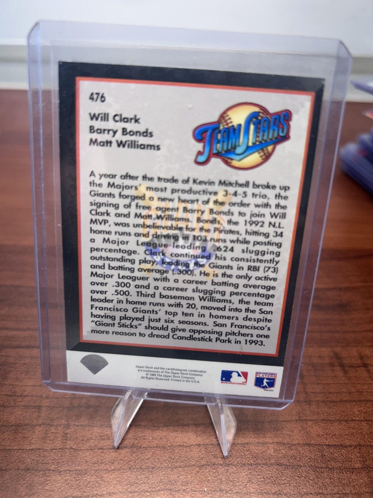 Cheap Sneaks Footwear/Sports Cards Baseball Card Giant Sticks (W Clark / B Bonds / M Williams)1993 Upper Deck #476 Gian