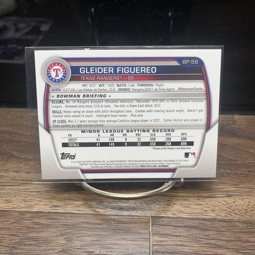 Cheap Sneaks Footwear/Sports Cards Baseball Card Gleider Figuereo 2023 1st Bowman Prospects Rookie NRMT+ RC Texas Range