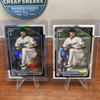 Cheap Sneaks Footwear/Sports Cards Baseball Card Grant Shepardson 2024 Bowman Draft #BDC-130 Chrome Refractor Miami Mar