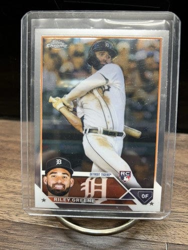 Cheap Sneaks Footwear/Sports Cards Baseball Card Green Wave Refractor Autograph #26/199 2023 Topps Chrome #182 Riley Greene Rookie Card Tigers