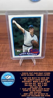 Cheap Sneaks Footwear/Sports Cards Baseball Card Greg Maddux 1989 Topps #240 Chicago Cubs