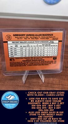 Cheap Sneaks Footwear/Sports Cards Baseball Card Greg Maddux 1990 Donruss #158c Chicago Cubs