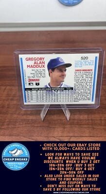 Cheap Sneaks Footwear/Sports Cards Baseball Card Greg Maddux 1992 Donruss #520b Chicago Cubs