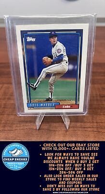 Cheap Sneaks Footwear/Sports Cards Baseball Card Greg Maddux 1992 Topps #580 Chicago Cubs