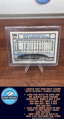Cheap Sneaks Footwear/Sports Cards Baseball Card Greg Maddux 1992 Topps #580 Chicago Cubs