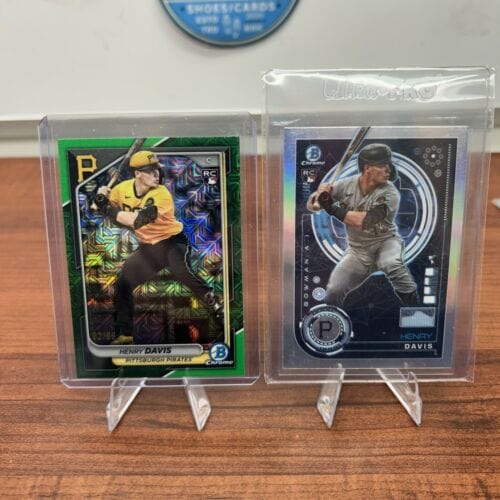 Cheap Sneaks Footwear/Sports Cards Baseball Card Henry Davis 2024 Bowman Chrome Green Mojo Refractor 62/99 (RC)#7 + Bon