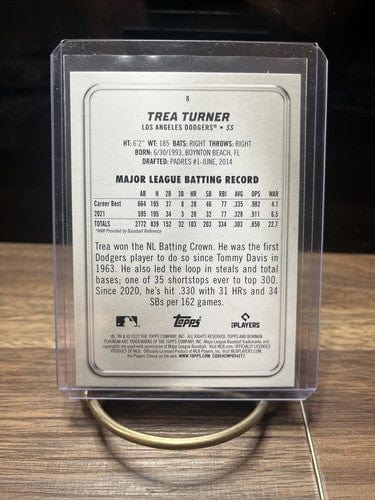 Cheap Sneaks Footwear/Sports Cards Baseball Card Ice Foil! 🚨2022 Bowman Platinum Trea Turner Los Angeles Dodgers #8