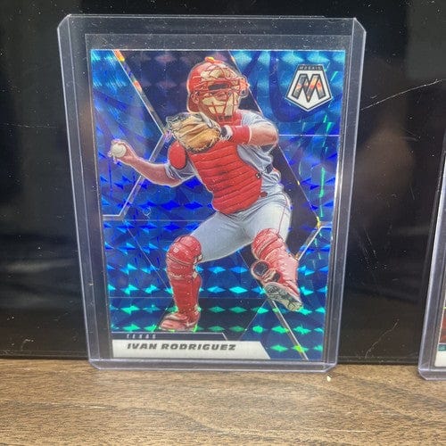 Cheap Sneaks Footwear/Sports Cards Baseball Card Ivan Rodriguez Texas Rangers 2 Card Lot  2021 Panini Mosaic Blue And R