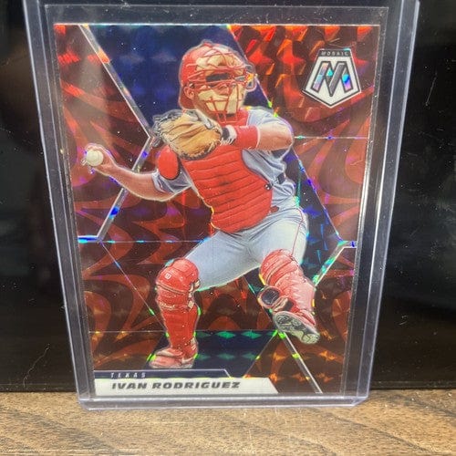 Cheap Sneaks Footwear/Sports Cards Baseball Card Ivan Rodriguez Texas Rangers 2 Card Lot  2021 Panini Mosaic Blue And R