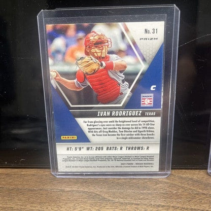 Cheap Sneaks Footwear/Sports Cards Baseball Card Ivan Rodriguez Texas Rangers 2 Card Lot  2021 Panini Mosaic Blue And R