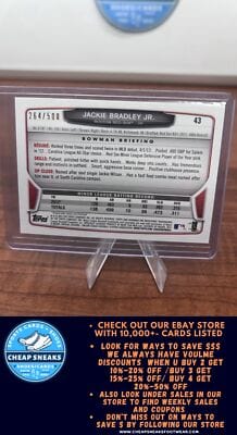 Cheap Sneaks Footwear/Sports Cards Baseball Card Jackie Bradley Jr. RC 2013 Bowman Draft Picks & Prospects Blue #43  Re