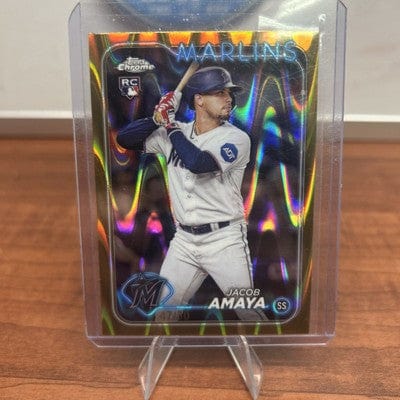 Cheap Sneaks Footwear/Sports Cards Baseball Card Jacob Amaya (RC) 2024 Topps Chrome Gold Raywave Refractors #92 Miami M