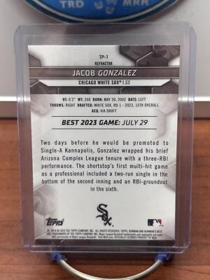 Cheap Sneaks Footwear/Sports Cards Baseball Card Jacob Gonzalez 2023 Bowman's Best Refractor #TP-1 White Sox