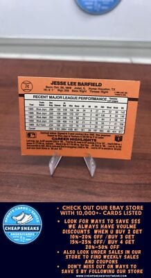 Cheap Sneaks Footwear/Sports Cards Baseball Card Jesse Barfield 1990 Donruss #74 New York Yankees