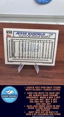 Cheap Sneaks Footwear/Sports Cards Baseball Card Jesse Barfield 1992 Topps #650 New York Yankees