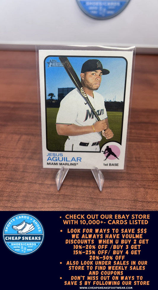 Cheap Sneaks Footwear/Sports Cards Baseball Card Jesus Aguilar 2022 Topps Heritage #298 Miami Marlins
