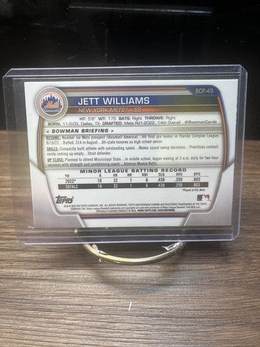Cheap Sneaks Footwear/Sports Cards Baseball Card Jett Williams 2023 Bowman Chrome Prospects Card #BCP-49 New York Mets