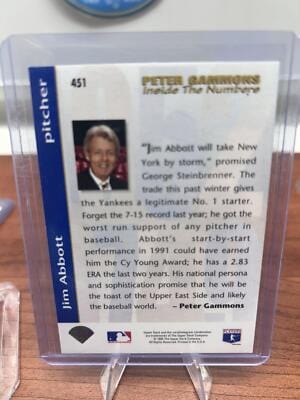 Cheap Sneaks Footwear/Sports Cards Baseball Card Jim Abbott 1993 Upper Deck #451 New York Yankees