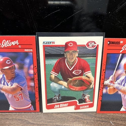 Cheap Sneaks Footwear/Sports Cards Baseball Card Joe Oliver  Cincinnati Reds 4 Card Lot 1989-1990 Donruss,Upper Deck,Fl