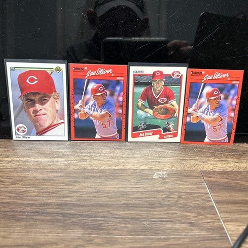 Cheap Sneaks Footwear/Sports Cards Baseball Card Joe Oliver  Cincinnati Reds 4 Card Lot 1989-1990 Donruss,Upper Deck,Fl