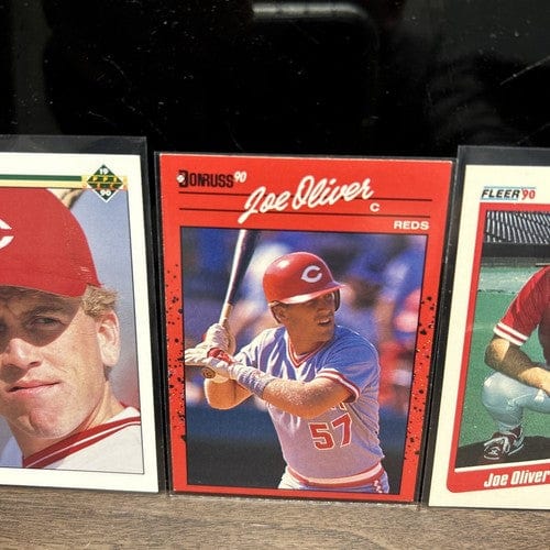 Cheap Sneaks Footwear/Sports Cards Baseball Card Joe Oliver  Cincinnati Reds 4 Card Lot 1989-1990 Donruss,Upper Deck,Fl