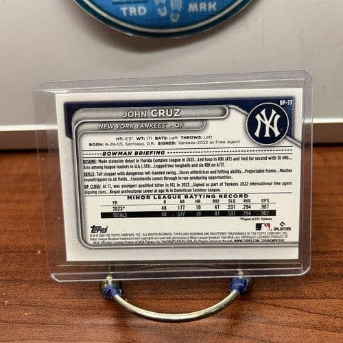 Cheap Sneaks Footwear/Sports Cards Baseball Card JOHN CRUZ 2024 1st BOWMAN PROSPECTS #BP-77 New York Yankees