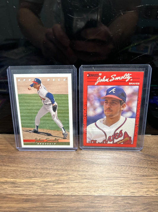 Cheap Sneaks Footwear/Sports Cards Baseball Card John Smoltz Lot(2)Atlanta Braves 1990 Donruss #121+1992 Upper Deck #36