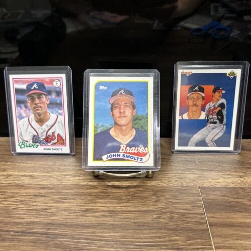 Cheap Sneaks Footwear/Sports Cards Baseball Card John Smoltz Lot (3) Atlanta Braves Pitcher 89 Topps RC, 90 Up  Deck, 2
