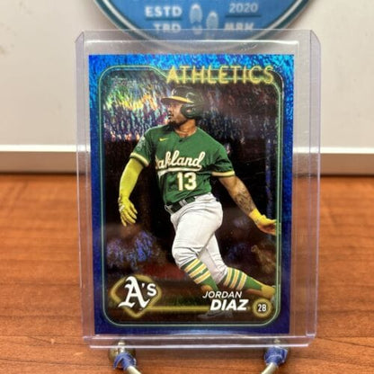 Cheap Sneaks Footwear/Sports Cards Baseball Card Jordan Diaz 2024 Topps Series 2 Blue Foil 012/999 Card #697 Oakland At
