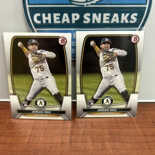 Cheap Sneaks Footwear/Sports Cards Baseball Card Jordan Diaz RC Lot(2) 2023 Bowman Prospects #61 Oakland A’s