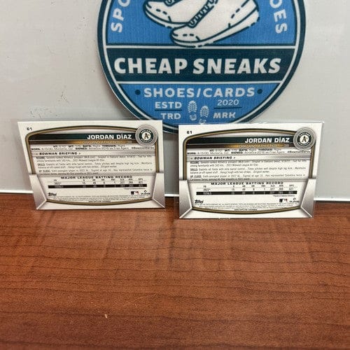 Cheap Sneaks Footwear/Sports Cards Baseball Card Jordan Diaz RC Lot(2) 2023 Bowman Prospects #61 Oakland A’s