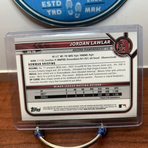 Cheap Sneaks Footwear/Sports Cards Baseball Card JORDAN LAWLAR 2022 Bowman Draft 1st Edition #BD-78 Sky Blue Foil Diamo