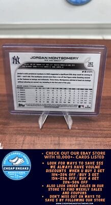 Cheap Sneaks Footwear/Sports Cards Baseball Card Jordan Montgomery 2022 Topps #382 New York Yankees