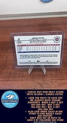 Cheap Sneaks Footwear/Sports Cards Baseball Card Jordan Wicks (RC) 2024 Topps Chrome #67 Chicago Cubs