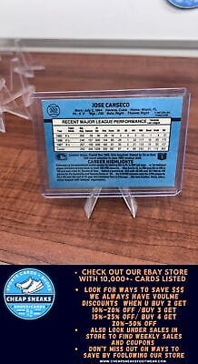 Cheap Sneaks Footwear/Sports Cards Baseball Card Jose Canseco 1988 Donruss #302 Oakland Athletics