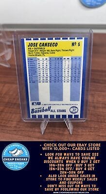 Cheap Sneaks Footwear/Sports Cards Baseball Card Jose Canseco 1988 Fleer Baseball All-Stars #5 Oakland Athletics