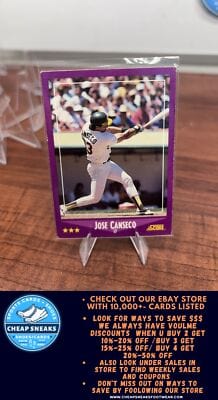 Cheap Sneaks Footwear/Sports Cards Baseball Card Jose Canseco 1988 Score #45 Oakland Athletics