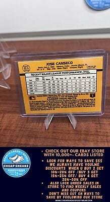 Cheap Sneaks Footwear/Sports Cards Baseball Card Jose Canseco 1989 Donruss Bonus MVP's #BC-5a Oakland Athletics
