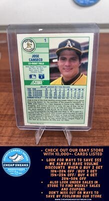 Cheap Sneaks Footwear/Sports Cards Baseball Card Jose Canseco 1989 Score #1 Oakland Athletics