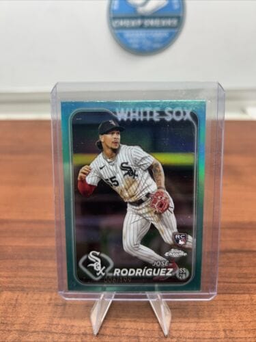 Cheap Sneaks Footwear/Sports Cards Baseball Card José Rodríguez (RC) 2024 Topps Chrome Aqua Refractor Rookie Card #11