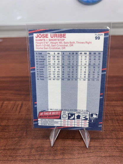Cheap Sneaks Footwear/Sports Cards Baseball Card Jose Uribe 1988 Fleer #99 San Francisco Giants