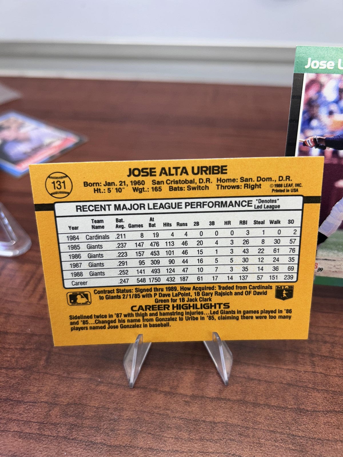 Cheap Sneaks Footwear/Sports Cards Baseball Card Jose Uribe 1989 Donruss #131 San Francisco Giants