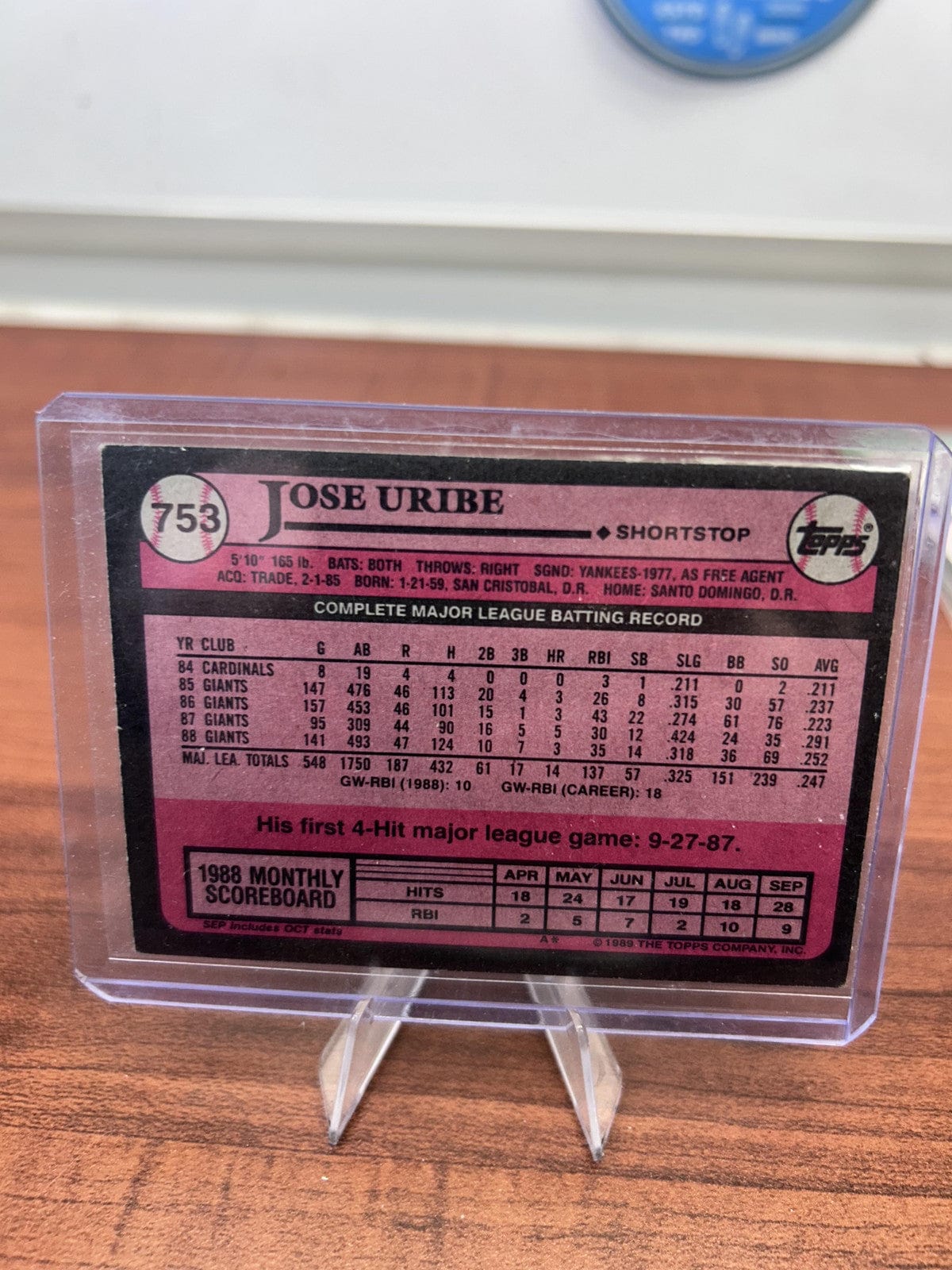 Cheap Sneaks Footwear/Sports Cards Baseball Card Jose Uribe 1989 Topps #753 San Francisco Giants