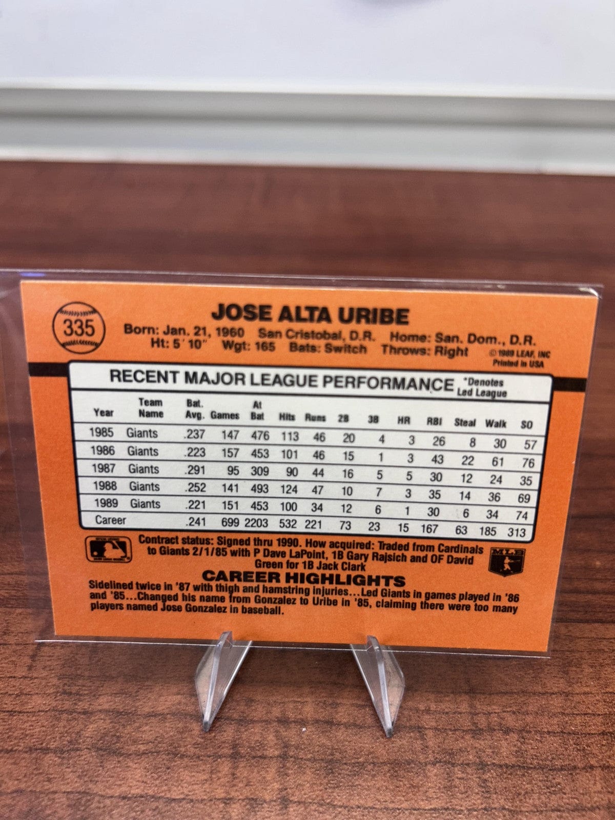 Cheap Sneaks Footwear/Sports Cards Baseball Card Jose Uribe 1990 Donruss #335 San Francisco Giants