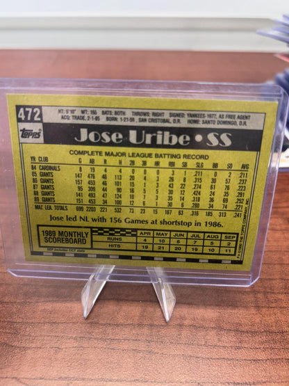 Cheap Sneaks Footwear/Sports Cards Baseball Card Jose Uribe 1990 Topps #472 San Francisco Giants