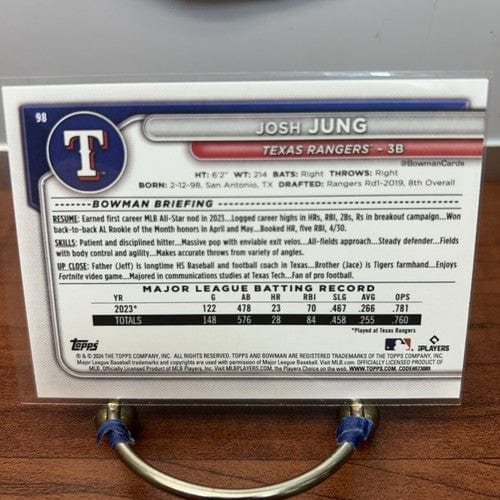 Cheap Sneaks Footwear/Sports Cards Baseball Card Josh Jung 2024 Bowman Paper Q15 #98 Texas Rangers