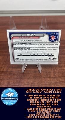 Cheap Sneaks Footwear/Sports Cards Baseball Card Josh Rivera 2024 Bowman Prospects #BP-115 Chicago Cubs