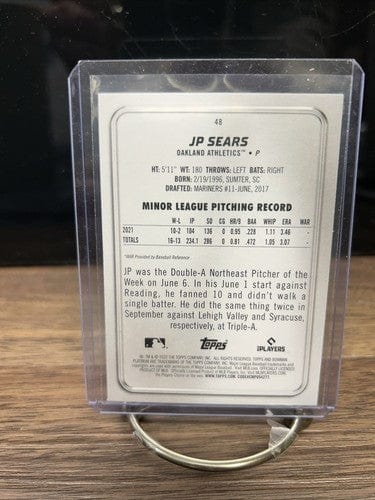 Cheap Sneaks Footwear/Sports Cards Baseball Card JP Sears 2022 Bowman Platinum Rookie RC Oakland Athletics #48