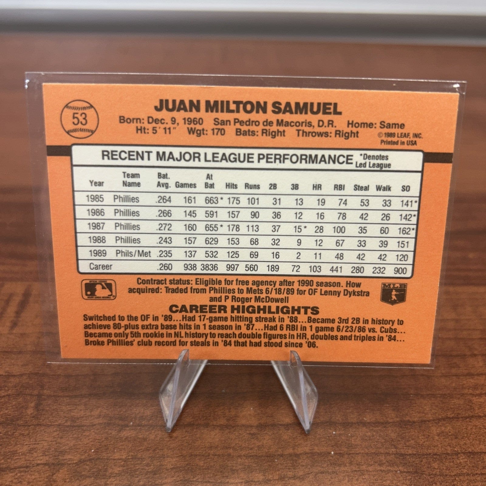Cheap Sneaks Footwear/Sports Cards Baseball Card JUAN SAMUEL 1990 DONRUSS Baseball Card #53 New York Mets